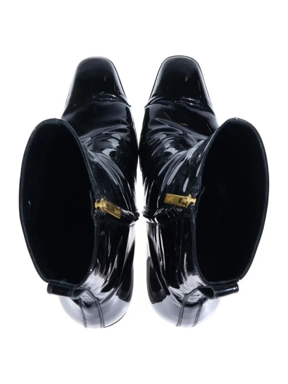 Saint Laurent Rive Gauche Johnny Patent Leather Heels Boots Black
